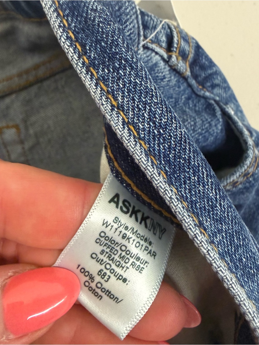 NWT ASKK NY Raw Hem Mid rise Straight Jean Size 25 - Picture 10 of 10
